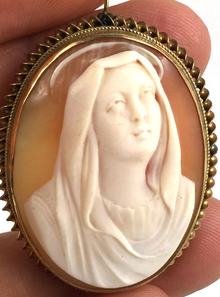 mary virgin italian necklace cameo