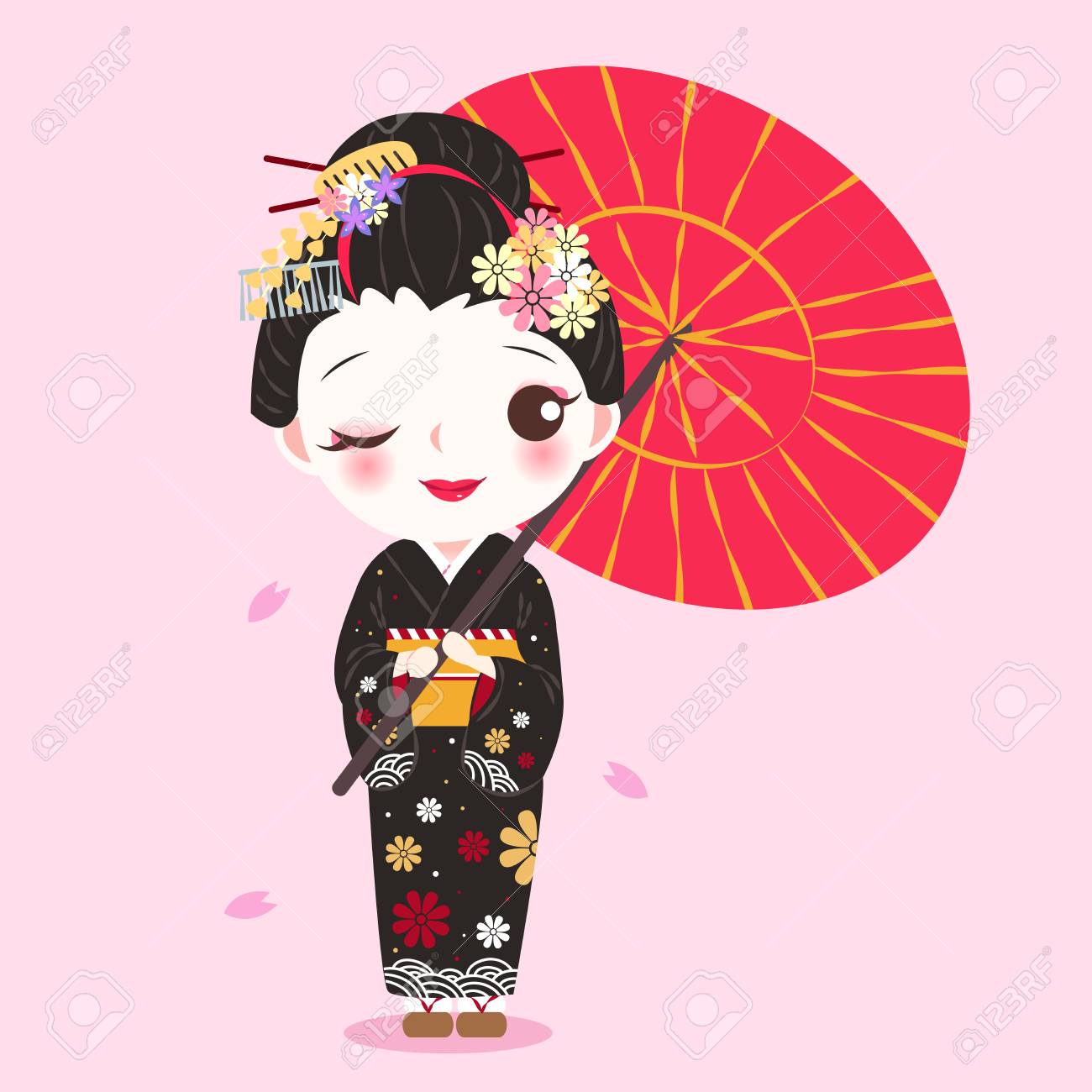 girl cartoon geisha