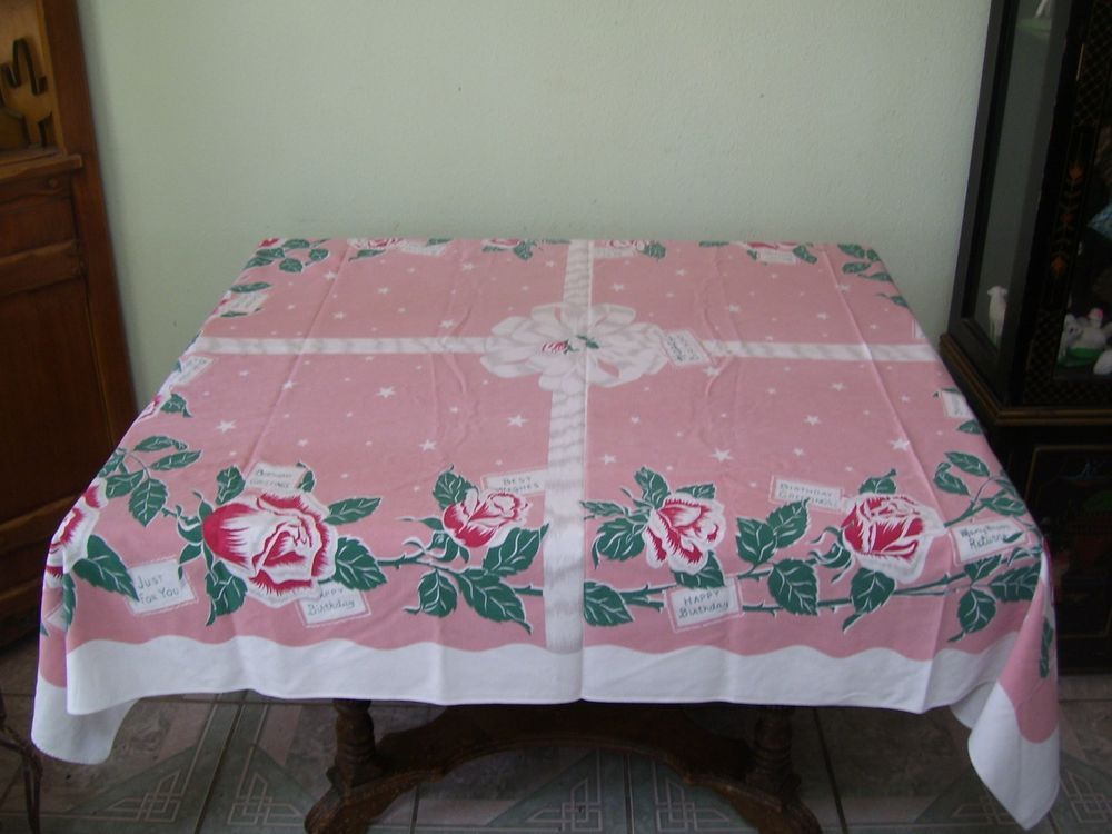 birthday happy tablecloth vintage